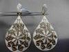 ANTIQUE MASSIVE .67CT DIAMOND 18KT ROSE GOLD 3D FLORAL FILIGREE HANGING EARRINGS