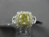 ESTATE LARGE 3.43CT GIA FANCY YELLOW DIAMOND 18KT TWO TONE GOLD ENGAGEMENT RING