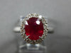 2.46CT DIAMOND & AAA RUBY 18KT WHITE GOLD 3D OVAL & ROUND FLOWER ENGAGEMENT RING