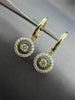 ESTATE .53CT DIAMOND 14K YELLOW GOLD 3D SOLITAIRE HALO FLOATING HANGING EARRINGS