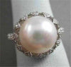 ESTATE 18KT WHITE GOLD AAA 11MM NATURAL SOUTH SEA PEARL & DIAMOND RING BEAUTIFUL