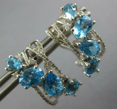 LARGE 5.5CT DIAMOND & AAA BLUE TOPAZ 14K WHITE GOLD MULTI SHAPE HANGING EARRINGS