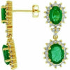 ESTATE 5.10CT DIAMOND & AAA EXTRA FACET EMERALD 14KT YELLOW GOLD FLOWER EARRINGS