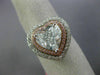 GIA EXTRA LARGE 4.34CT MULTI COLOR DIAMOND 18K 2 TONE GOLD HEART ENGAGEMENT RING