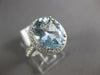 ESTATE LARGE 4.79CT DIAMOND & AAA AQUAMARINE 18K WHITE GOLD OVAL ENGAGEMENT RING