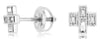 ESTATE .16CT DIAMOND 14KT WHITE GOLD BAGUETTE CROSS FILIGREE SCREWBACK EARRINGS
