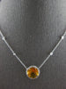 LARGE 5.86CT DIAMOND & AAA CITRINE 14KT WHITE GOLD ROUND HALO FUN LOVE NECKLACE