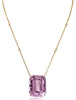 LARGE 94.82CT DIAMOND & AAA KUNZITE 18K YELLOW GOLD EMERALD CUT & ROUND NECKLACE