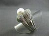 ESTATE LARGE 3.32CT DIAMOND 18KT WHITE GOLD PEARL FLOWER PAVE RING STUNNING!!