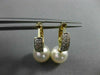 ESTATE .25CT DIAMOND 14KT GOLD AAA SOUTH SEA PEARL 3 ROW HUGGIE HANGING EARRINGS