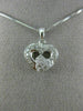ANTIQUE .26CT DIAMOND 18K WHITE GOLD CLASSIC DOUBLE HEART FILIGREE PENDANT #9386