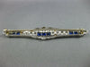ANTIQUE LARGE 2.70CT OLD MINE DIAMOND & AAA SAPPHIRE 14KT WHITE GOLD BROOCH PIN