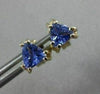 ESTATE .78CT AAA TANZANITE 14KT YELLOW GOLD 3D TRILLION STUD EARRINGS #25458