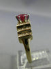 1.15CT DIAMOND & AAA RUBY 14K YELLOW GOLD 6 PRONG PYRAMID ENGAGEMENT RING #27643