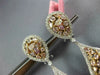 LARGE 9.68CT WHITE & MULTI COLOR DIAMOND 18KT WHITE & ROSE GOLD HANGING EARRINGS