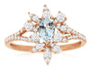 .80CT DIAMOND & AAA AQUAMARINE 14KT ROSE GOLD PEAR SHAPE & ROUND SNOWFLAKE RING