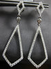 ESTATE LARGE 1.14CT DIAMOND 18KT WHITE GOLD ELONGATED TEAR DROP HANGING EARRINGS