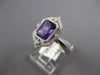 LARGE 1.58CT DIAMOND & AAA AMETHYST 14KT WHITE GOLD 3D EMERALD CUT FILIGREE RING