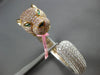 25.08CT WHITE & PINK DIAMOND & AAA EMERALD 18K WHITE & ROSE GOLD BANGLE BRACELET