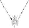 ESTATE .14CT DIAMOND 14K WHITE GOLD ROUND & BAGUETTE BAR BARREL FLOATING PENDANT