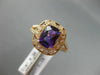 WIDE 1.49CT DIAMOND & AAA AMETHYST 14KT ROSE GOLD OPEN FILIGREE ENGAGEMENT RING