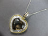 EXTRA LARGE 10.68CT DIAMOND & AAA SMOKEY TOPAZ 14KT 2 TONE GOLD HEART PENDANT
