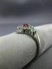 ESTATE LARGE .61CT DIAMOND & AAA RUBY 14KT WHITE GOLD CLASSIC SQUARE FLOWER RING
