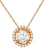 ESTATE .50CT DIAMOND 14KT ROSE GOLD 3D SOLITAIRE HALO CLASSIC FLOATING PENDANT