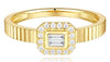 .18CT DIAMOND 14K YELLOW GOLD ROUND & BAGUETTE BEZEL SQUARE HALO RICH FUN RING