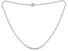 5.0CT DIAMOND 18KT WHITE GOLD 3D ROUND CLASSIC 3 PRONG ETERNITY TENNIS NECKLACE