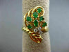 ESTATE WIDE .46CT DIAMOND & AAA EMERALD 14K YELLOW GOLD 3D WOVEN BASKET FUN RING