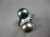 .30CT BLACK DIAMOND & AAA TAHITIAN PEARL 18K BLACK GOLD 3D CRISS CROSS LOVE RING