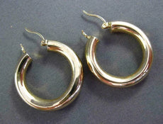 ESTATE WIDE 14KT YELLOW GOLD CLASSIC ROUND HOOP 3D HANGING EARRINGS #24350