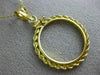 ESTATE 14KT YELLOW GOLD 3D CLASSIC ROPE ROUND COIN FRAME PENDANT #MILANO027