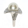 ESTATE EXTRA LARGE 1.92CT DIAMOND & AAA SOUTH SEA PEARL 18KT WHITE GOLD FUN RING
