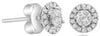 ESTATE .75CT DIAMOND 14KT WHITE GOLD CLASSIC SOLITAIRE HALO FLOWER STUD EARRINGS