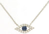 .20CT DIAMOND & AAA SAPPHIRE 14KT WHITE GOLD 3D CLASSIC LUCKY EVIL EYE NECKLACE