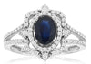 1.33CT DIAMOND & AAA SAPPHIRE 14K WHITE GOLD OVAL & ROUND HALO SQUARE CROWN RING