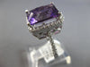 LARGE 5.75CT DIAMOND & AAA AMETHYST 14KT WHITE GOLD 3D CUSHION & ROUND HALO RING