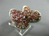 ESTATE LARGE 3.25CT WHITE & PINK DIAMOND 18K WHITE & ROSE BUTTERFLY FLOWER RING
