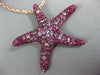 ESTATE LARGE 2.97CT AAA RUBY & PINK SAPPHIRE 18K ROSE GOLD STAR FISH FUN PENDANT