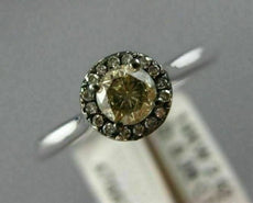 ESTATE .38CT WHITE & CHOCOLATE FANCY DIAMOND 14K WHITE GOLD HALO ENGAGEMENT RING