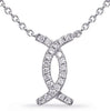 ESTATE .22CT DIAMOND 14KT WHITE GOLD 3D SEMI INFINITY CLASSIC LOVE NECKLACE
