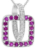 .93CT DIAMOND & AAA PINK SAPPHIRE 14KT WHITE GOLD LOVE KNOT FUN FLOATING PENDANT