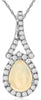 .55CT DIAMOND & AAA OPAL 14K WHITE GOLD 3D PEAR SHAPE TEAR DROP FLOATING PENDANT