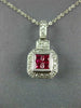 ESTATE .75CT DIAMOND & AAA RUBY 18KT WHITE GOLD 3D FILIGREE SQUARE PENDANT #2666
