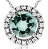 ESTATE .52CT DIAMOND & AAA AQUAMARINE 14KT WHITE GOLD 3D SOLITAIRE HALO PENDANT