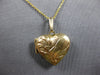 ESTATE 14KT YELLOW GOLD 3D HEART SHAPE HANDCARVED FLOWER LOCKET PENDANT #27975