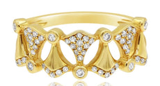 ESTATE .28CT DIAMOND 14KT YELLOW GOLD 3D TRIANGULAR ETOILE FUN RING