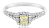 .65CT WHITE & FANCY YELLOW DIAMOND 14KT 2 TONE GOLD CUSHION & ROUND SQUARE RING